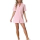thumbnail image 1 of INSPIRE CHIC Camisón de botón para mujer, pijama vestido de manga corta, ropa de verano, bata de noche S Rosa, 1 of 6