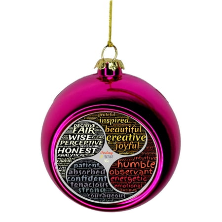 Meditation Balm - Good Personality Character Traits Zen Meditation Bauble Christmas Ornaments Pink Bauble Tree Xmas Balls