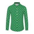 thumbnail image 5 of Unique Bargains Men's Polka Dots Print Dress Shirt Long Sleeves Casual Shirts S Green, 5 of 6