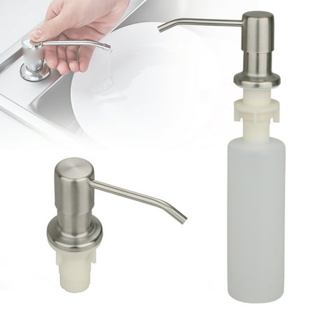 Kitchen Sink Soap Dispenser, TSV 304 Stainless Steel Countertop Liquid Dish Built in Hand Lotion Shampoo Deck Mount Dispenser Pump, 300ml