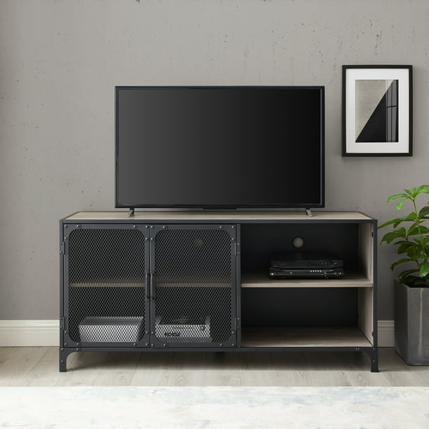 Manor Park Industrial TV Stand for TVs up to 58", Grey Wash Walmart