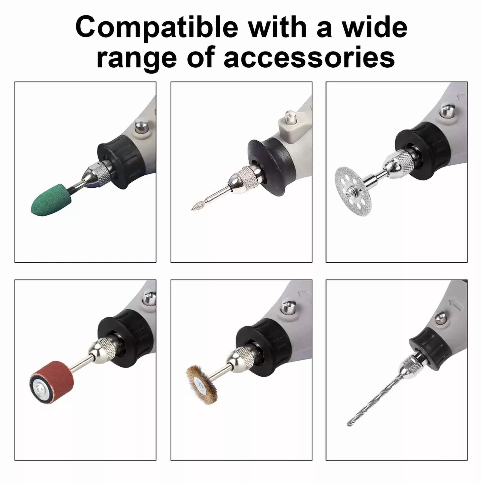 CIRCLE- 1Pc Keyless Drill Chuck+10Pcs Brass Collet+2Pcs Metal Nut For Dremel Rotary Tool