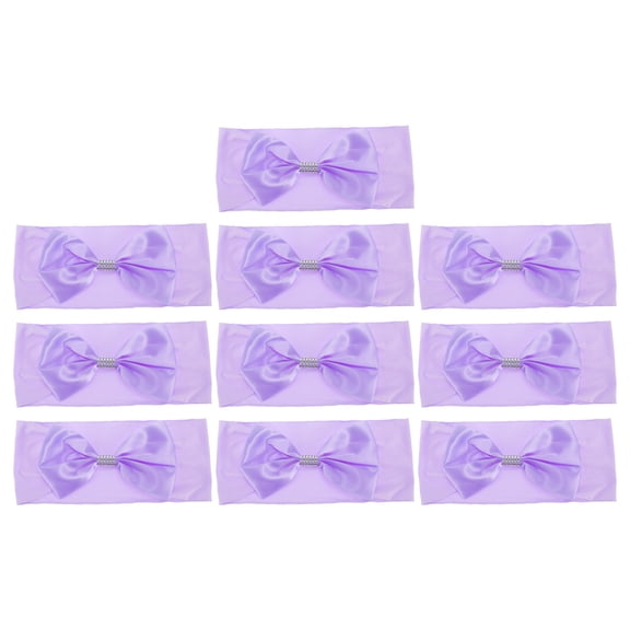 Unique Bargains 10 Pcs Chair Sashes Bow Stretch Chair Cover Band Light Purple