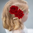 thumbnail image 3 of 2 piezas de cabello nupcial clips de moño tela rosa flor para la flor peinado para el cabello de boda herramienta, 3 of 4