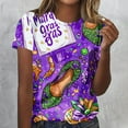 thumbnail image 6 of Cadancy Mardi Gras Tshirts Women Carnival Short Sleeve Crewneck Loose Fit Shirts Funny Holiday Rave Party Tee Cozy Casual Trendy Outfits, 6 of 6