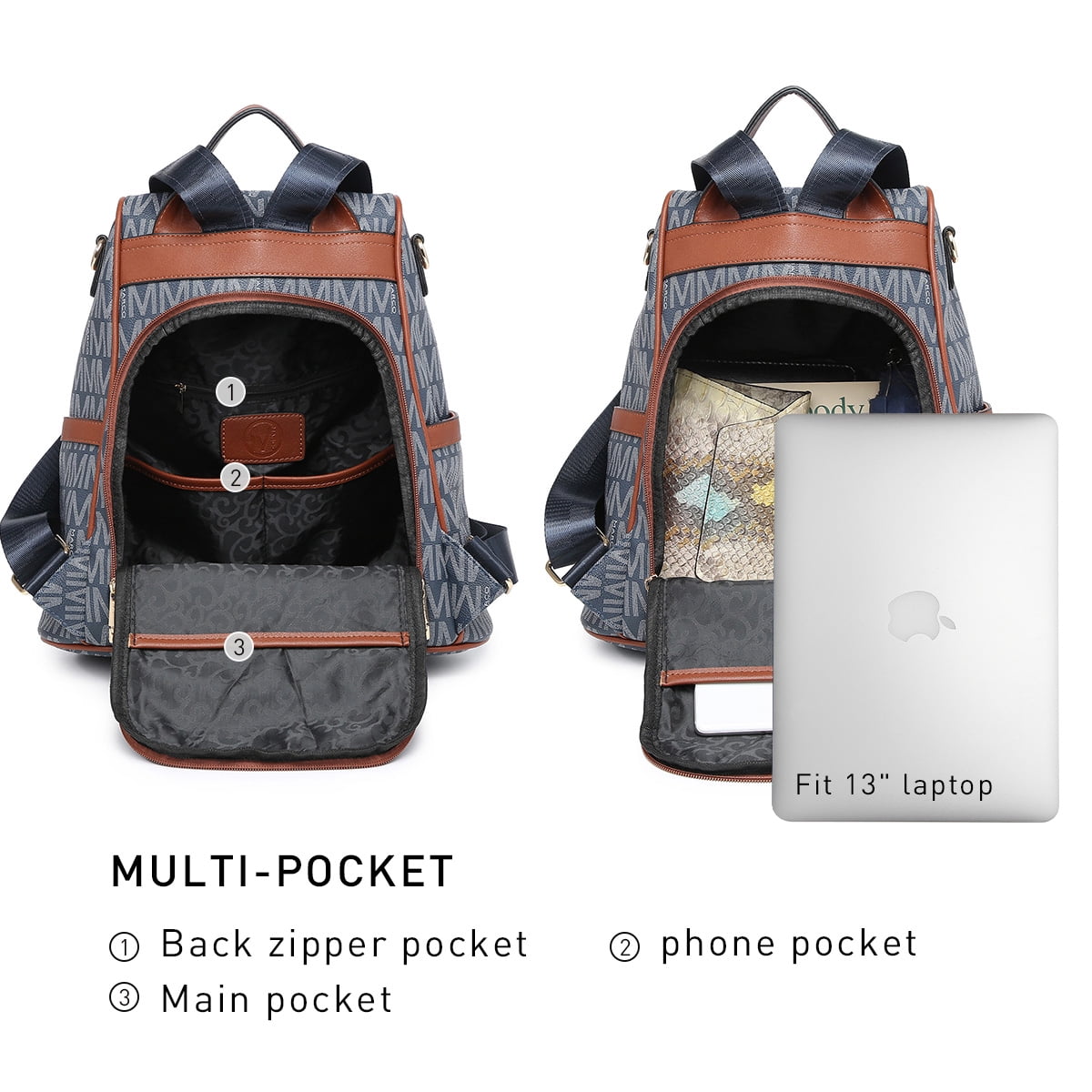 MKP Woman Leather Backpacks Handbags Anti-theft Travel School Books Bag Lady Shoulder Purse