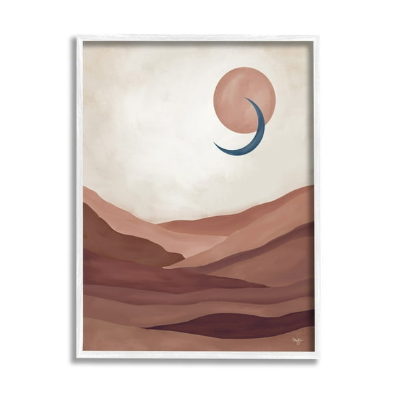 Stupell Industries Abstract Desert Dunes Sun Moon Overlapping Shapes Painting White Framed Art Print Wall Art, Design by Mollie B.