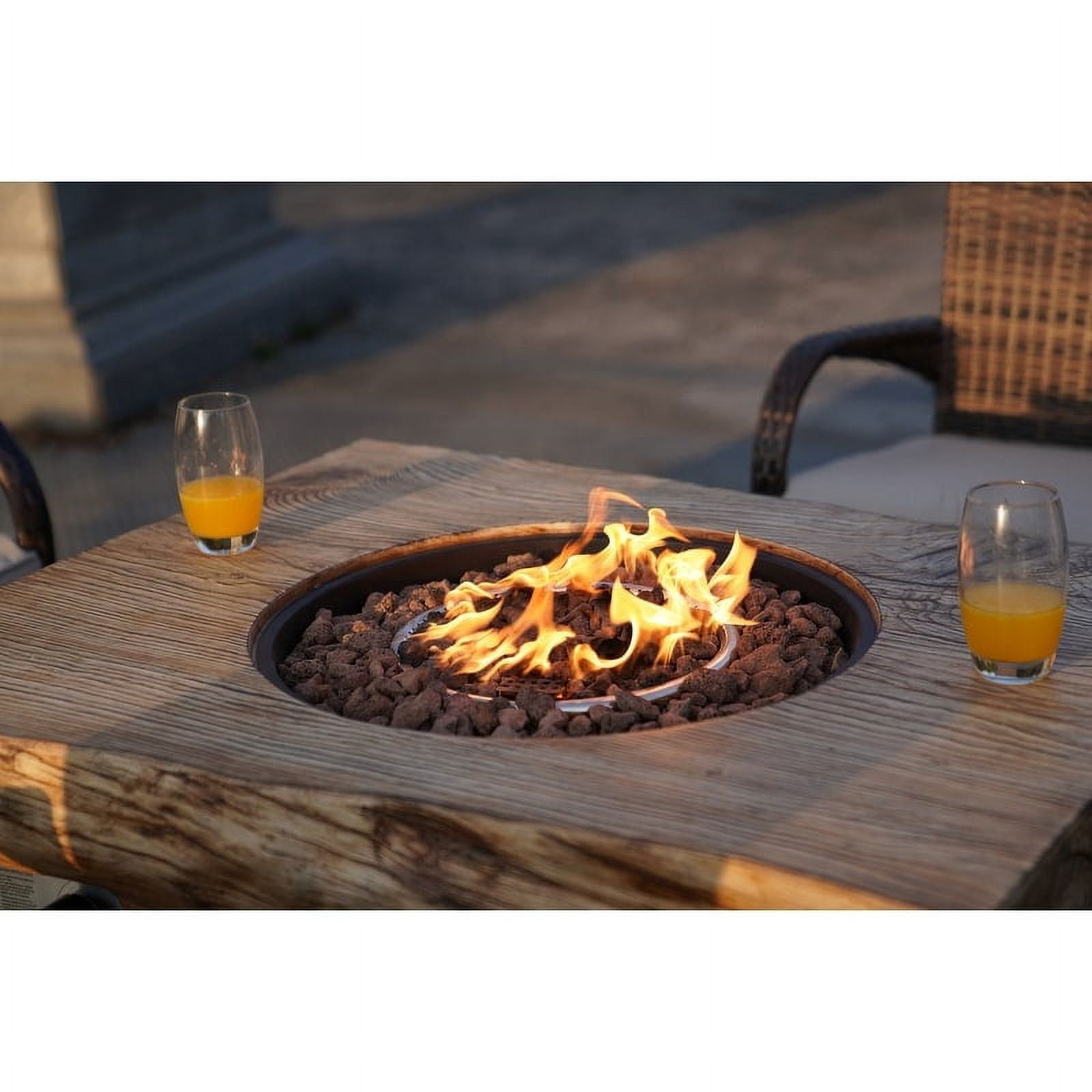 5-Piece Fire Pit Table Set Outdoor Patio Furniture with 40" Gas Fire Pit Table and Four Wicker Chair