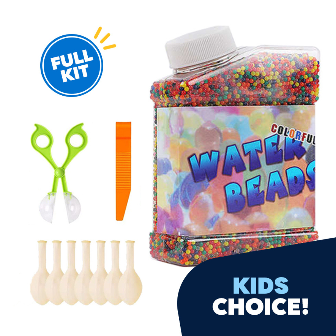Jeexi Water Beads Full Kit, Rainbow Mix Colors 22,000 + 150 Large Jelly Ball Beads, Educational Sensory Toys, Beads for Spa Refill and Decorations