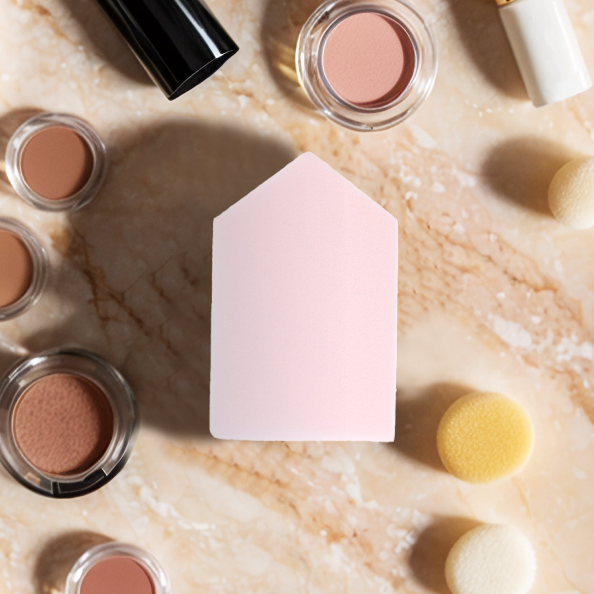 Unique Bargains 10 Pcs House Shape Face Makeup Sponge Pink