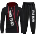 thumbnail image 3 of Chándal de otoño e invierno para hombre, conjunto de 2 piezas con capucha y cremallera informal, ropa deportiva para exteriores y jogging, 3 of 3