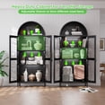 thumbnail image 3 of SUPEER Metal Arched Storage Display Cabinet with LED Strips and Glass Doors, Lockable Cabinet, Assembly Required, Black, 3 of 9