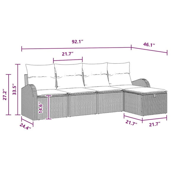 vidaXL 5 Piece Garden Sofa Set with Cushions Black Poly Rattan