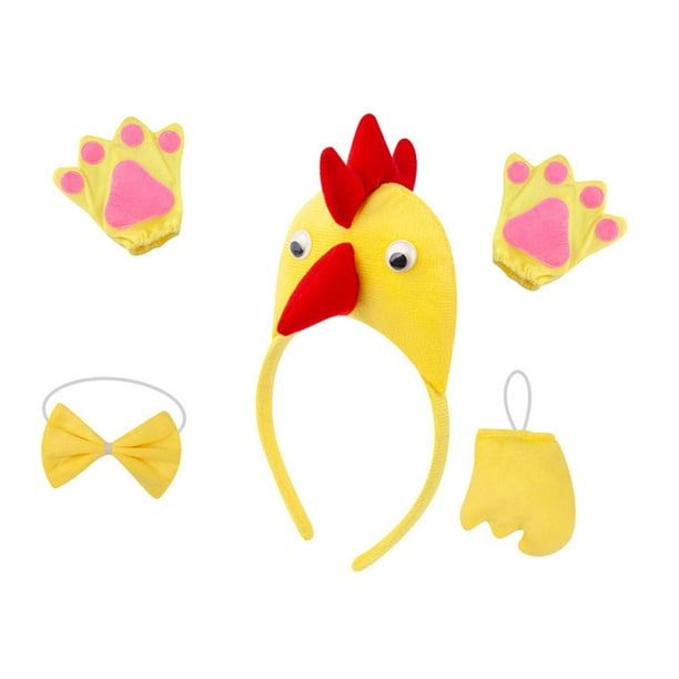 Conjunto de disfraz de animal de pollo 3D lindo vestido elegante para fiesta de cumpleaños de utilería de cosplay Cola amarilla amarilla