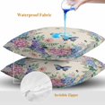 thumbnail image 4 of Throw Pillow Covers 20x20 Inch Set of 2, Watercolor Flowers Waterproof Outdoor Pillow Covers, Spring Floral Butterflies Botanical Beige Decorative Cushion Pillowcases for Couch, Sofa, Bed, Patio, 4 of 9