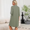 thumbnail image 6 of Lightweight Robes for Women Zipper Soft Summer Housecoats for Women Zipper Front 3/4 Sleeve Knee Length Loose Fit Sleepwear Nightgown with Pockets Army Green XXL, 6 of 6