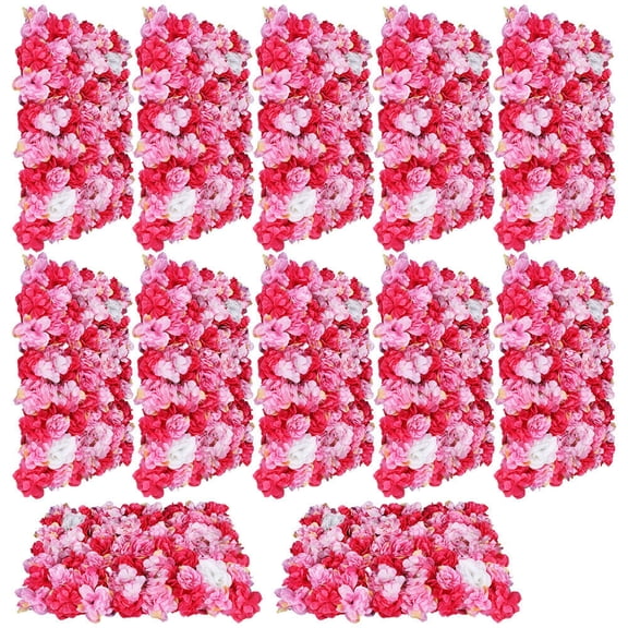 Miumaeov 12pcs Artificial Silk Flower Wall Panels 24" X 16" Romantic Wall Backdrop Decor Floral Mat Wedding Party Photo Background