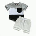 thumbnail image 4 of TOWED22 Toddler Baby Boy Summer Outfit Patchwork Short Sleeve T Shirt Top Casual Shorts Set Infant Newborn Clothes(Grey,2-3 Y), 4 of 4