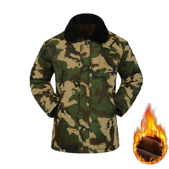 Xunlbb Mens Zipper Hoodie, Men Winter Casual Camouflage Zipper Pockets Hoodless Long Sleeve Cardigan Coat Parkas M-XL