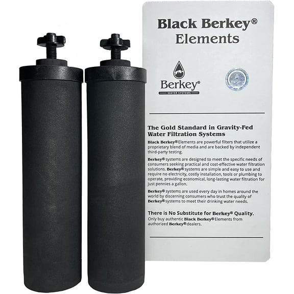 Berkey Authentic Black Berkey Purification Elements - Berkey Water Purifier Replacement Filters (Pack of 2)