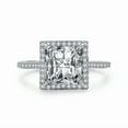 thumbnail image 3 of CAUER 14K White Gold Plated Princess & Round Moissanite Halo Ring for Women – Statement Jewelry Gift with Certificate & Lifetime Warranty, 3 of 5