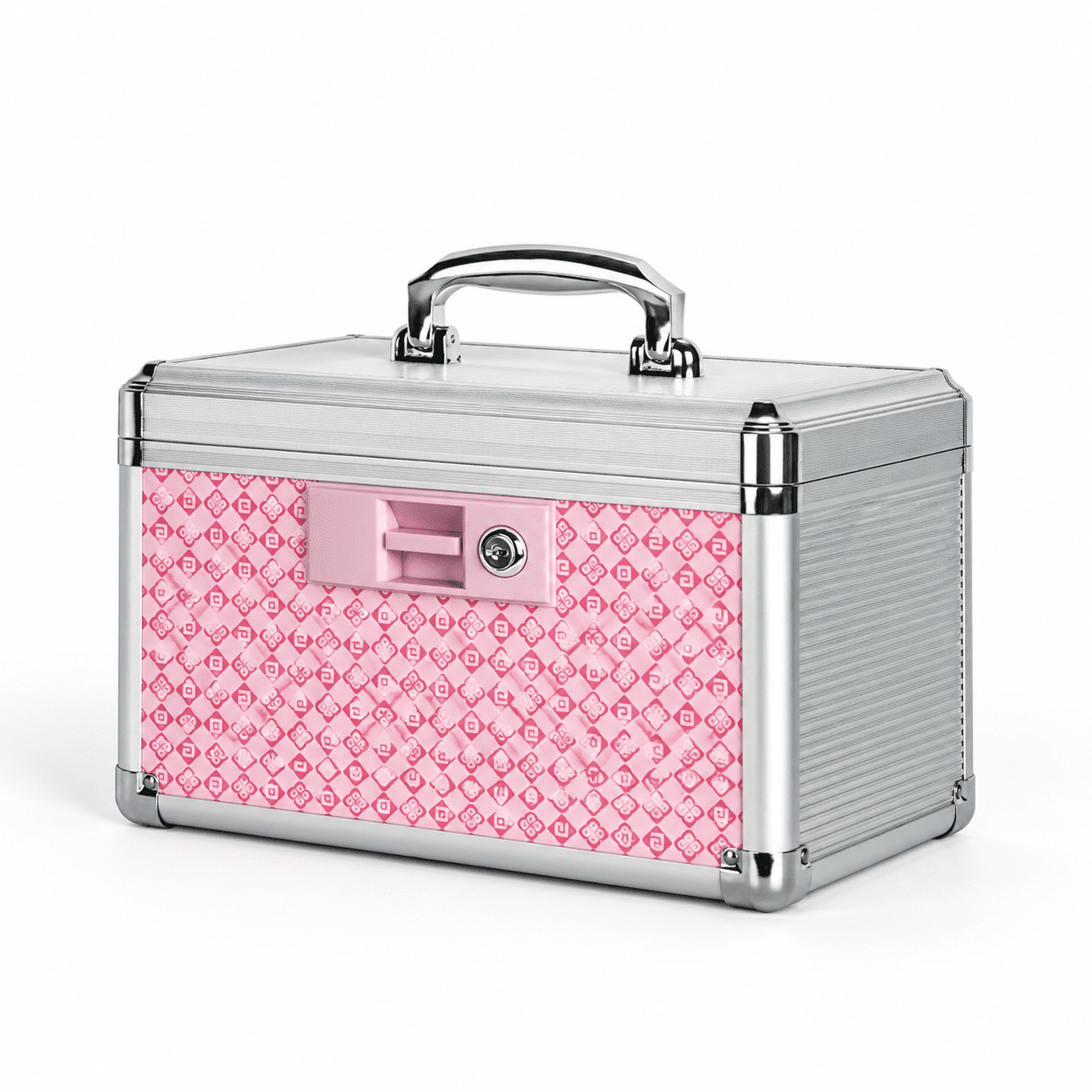 Pink 10-Inch Lockable Security Storage Box with Aluminum Alloy Frame for Medication and Personal Items