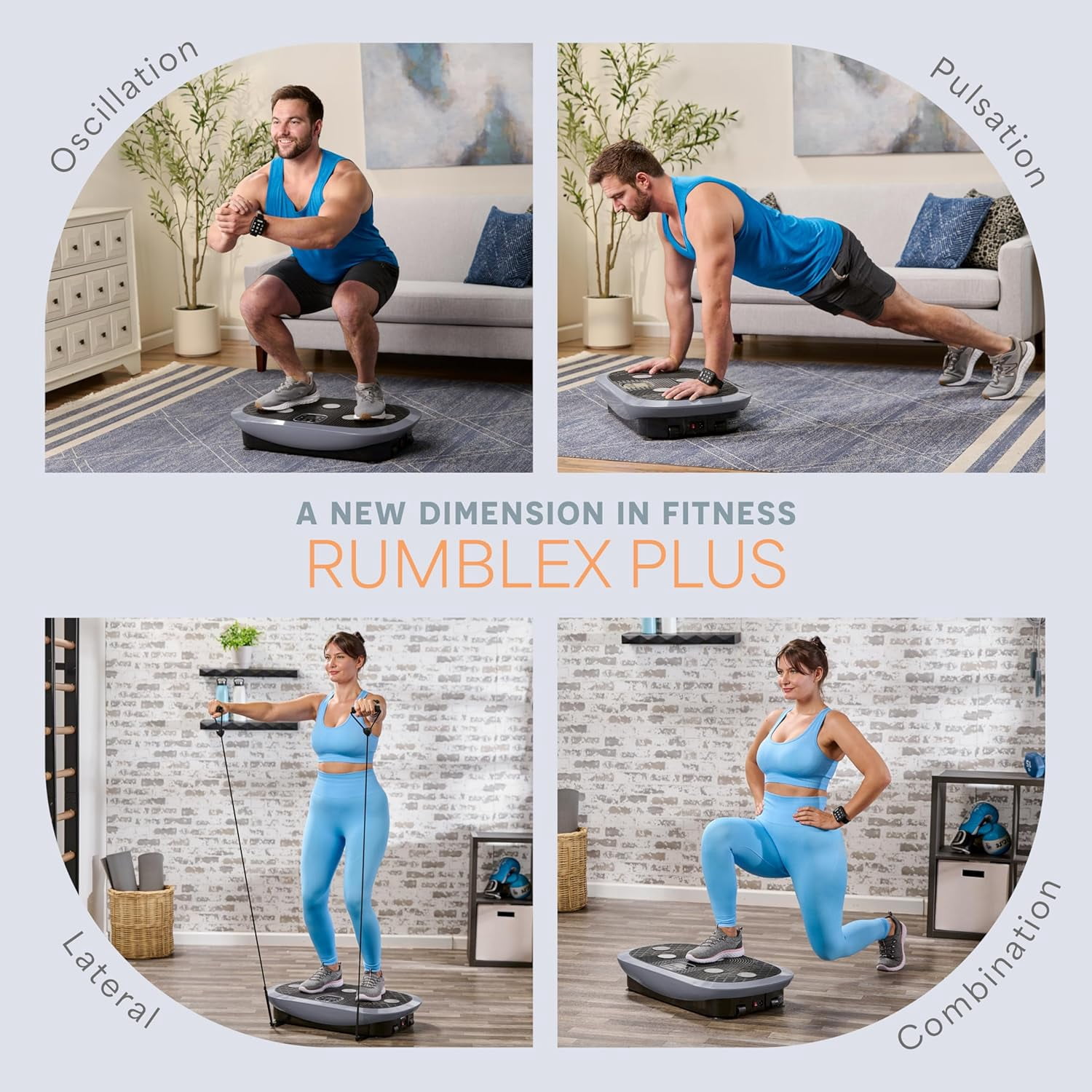 Lifepro Rumblex Plus 4D Vibration Plate Exercise Machine – Triple Motor Full Body Vibrating Plate for Weight Loss, Recovery, Circulation & Lymphatic Drainage - Gray