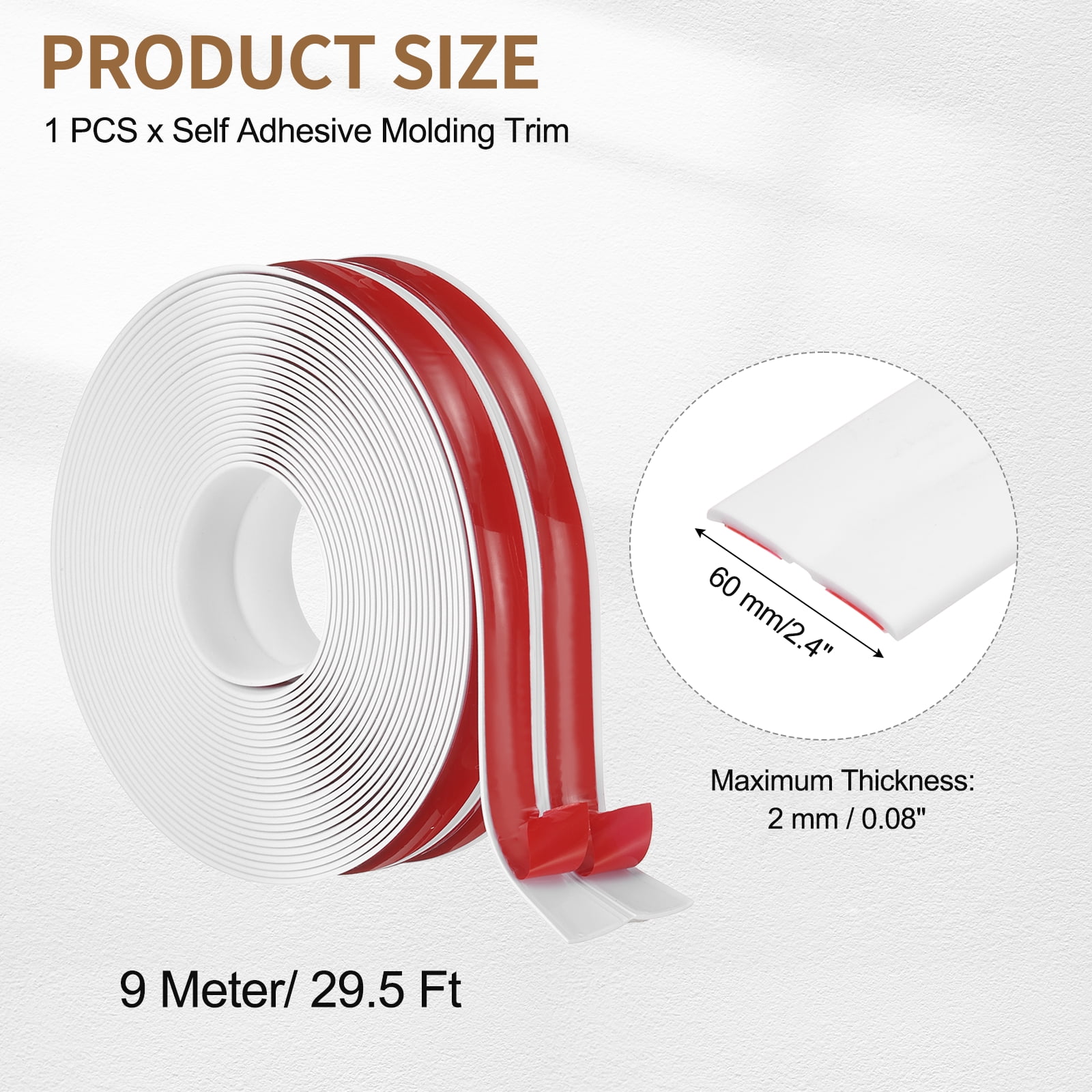 Uxcell Protector 2.4"x29.5 ft Self Adhesive Guard White for Wall Table Floor