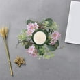 thumbnail image 4 of CuiLiyq Artificial Mini Floral Spring Wedding Candle Rings, Flower Wreaths Pillar Candle Holder, for Wedding Spring Summer Home Door Tabletop Decoration (Pink), 4 of 6