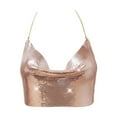 thumbnail image 4 of YMNXA Women'S Tank Top Sleeveless Halter Neck Solid Color Sequin Fashion Comfortable Camisole For Party Club Rose Gold One Size, 4 of 4