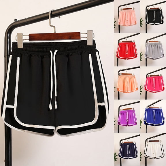 FASHOFT Womens Athletic Shorts High Waisted Running Short Pocket Sporty Shorts Gym Workout Shorts Black L