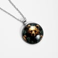 thumbnail image 4 of Bear Glass Circular Pendant Necklace | Stylish Glass Design Pendant Necklaces, 4 of 5