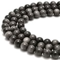 thumbnail image 2 of K-KED Silver Obsidian Smooth Round Beads Size 6mm 8mm 10mm 12mm 15.5'' Strand-8 mm, 2 of 6