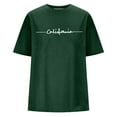 thumbnail image 4 of Ediodpoh Women's Oversized Letter Print Crew Neck Short Sleeve Tops T Shirt Short Sleeve Casual Loose Blouse Sport Summer Casual Tops Shirt Women's Tops Dark Green M, 4 of 4