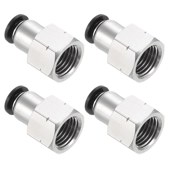 Uxcell 4 Pcs 6mm OD Tube to 1/4 Inch NPT Female Thread Push to Connect Fittings