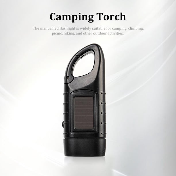 Bombilla Linterna LED de emergencia para exteriores con manivela solar y dínamo (negro) Wdftyju Para estrenar