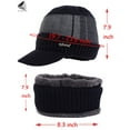 thumbnail image 2 of PULLIMORE Mens Winter Knitted Beanie Hats Scarf Neck Set Fleece Lined Balaclava Snow Ski Cap (Black), 2 of 8