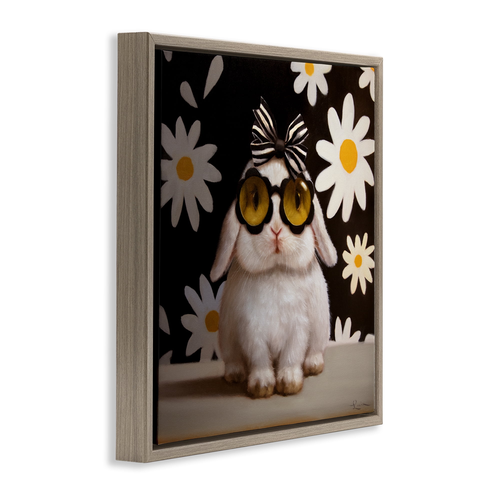 Stupell Industries Boopsie Daisy Bunny Brown Framed Floater Canvas Wall Art, design by Lucia Heffernan
