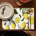thumbnail image 4 of Yellow Lemon Fruit Berries Beige Pattern Summer Placemats Table Placemats Set Of 6-Linen Kitchen Washable Placemats Table Mats 11.8"x17.7" Non-Slip Heat Resistant, 4 of 5