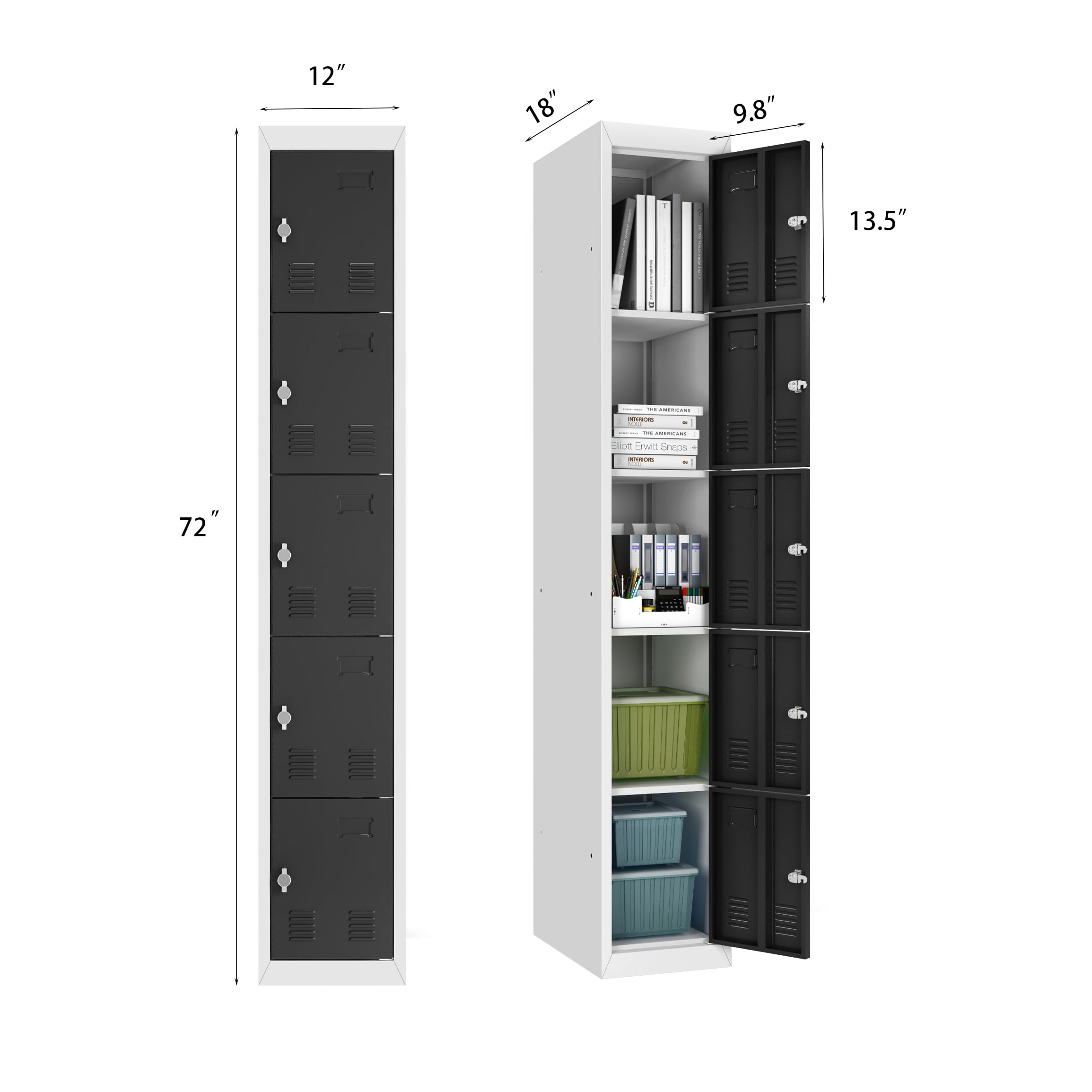 GangMei Steel Locker Storage Cabinet 5 Door Storage Cabinet Perfect for Office Gym Home Metal Wall Lockers for School 