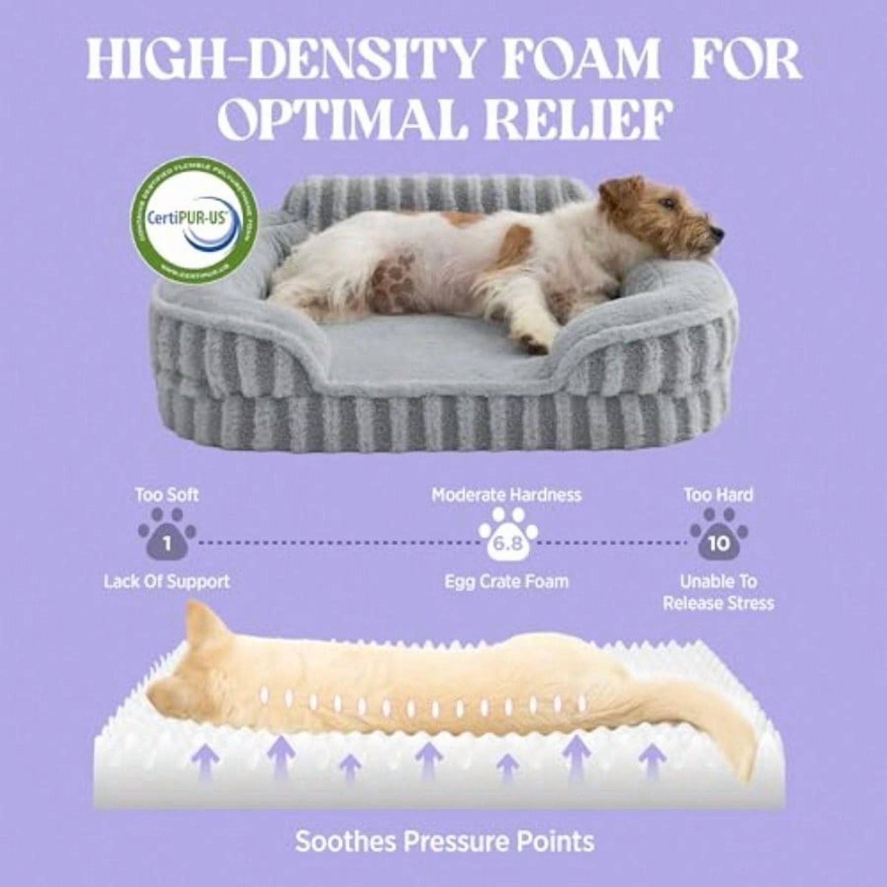 Cute Dog Bed Medium Size Dog Orthopedic Waterproof Medium Pet Beds with Sides High Back NonSlip Bottom and EggCrate Foam Pet Couch Sofa with Washable Removable Cover Grey