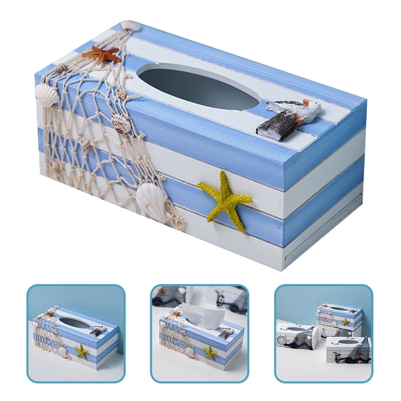 HEATSHAKING Tissue Box Cover Rectangular Wooden Tissue Dispenser Assorted Color 1Pack 9.4X4.7X3.7In