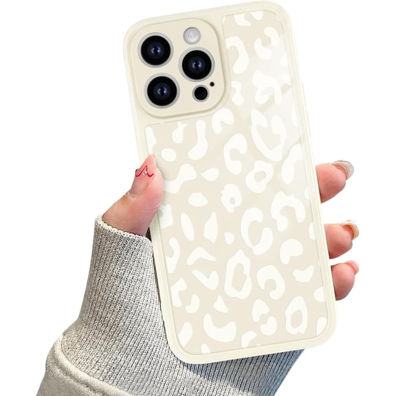 for iPhone 14 Pro Case, Cute Luxury Leopard Pattern Design Soft TPU Bumper Case for Girls Women Shockproof Full Camera Protective Case Cover for iPhone 14 Pro-White