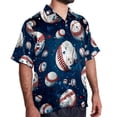 thumbnail image 2 of Baseball Men's Short Sleeve Casual Printed Button Down Beach Shirts, 2 of 6