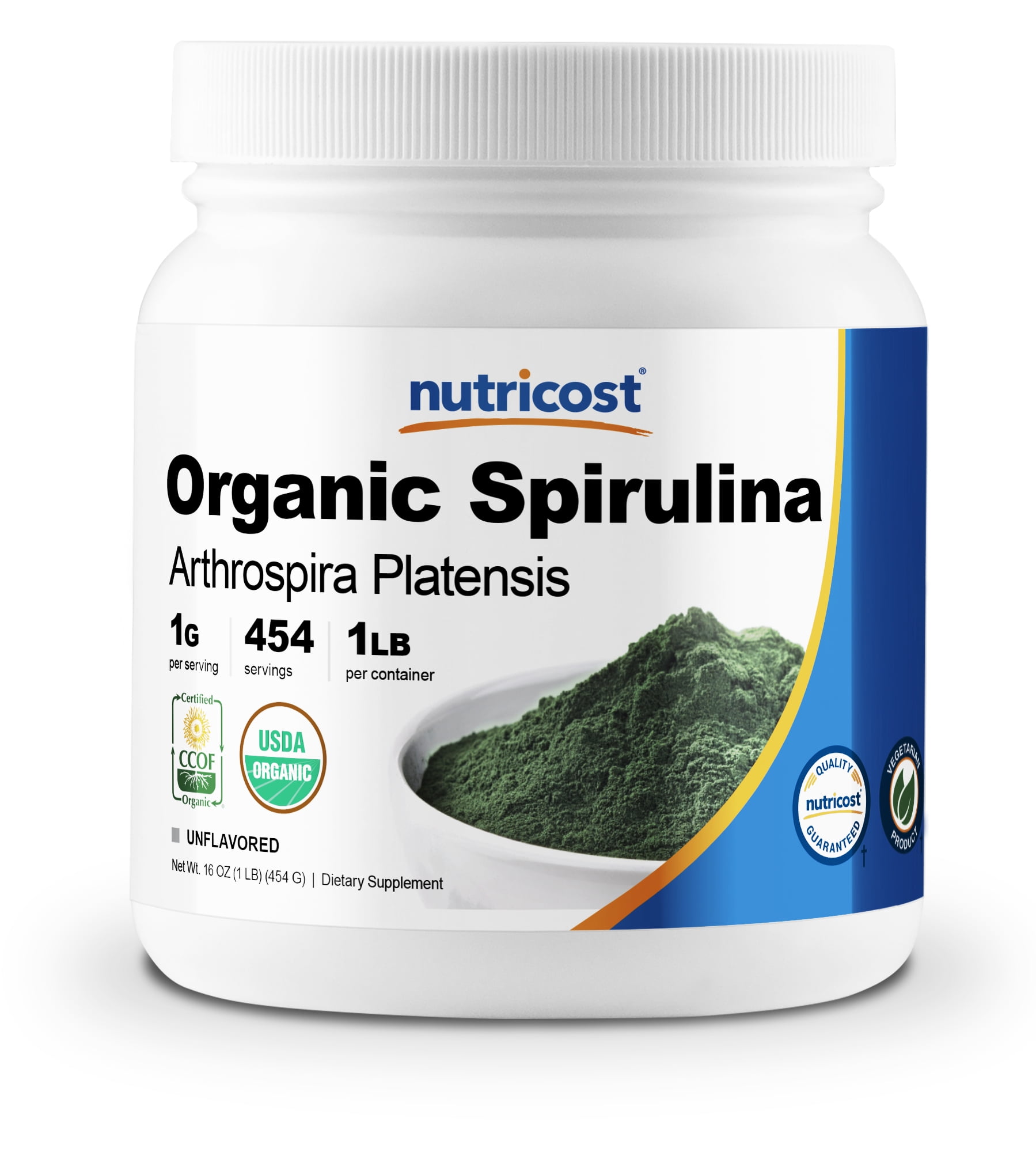 Nutricost Organic Spirulina Powder 1 LB 1g Per Serving, 454 Servings