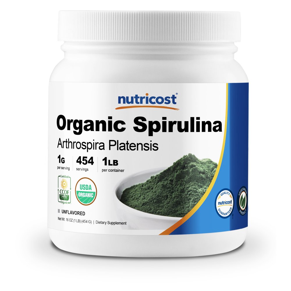 Nutricost Organic Spirulina Powder 1 LB 1g Per Serving, 454 Servings