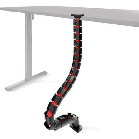ARES WING Under Desk Cable Management Spine, Magnetic Vertebrae Cable Management for Standing Desk, Length Adjustable Cord Organizer with 20 Modular Vertebrae for Office and Gaming Desks, Red