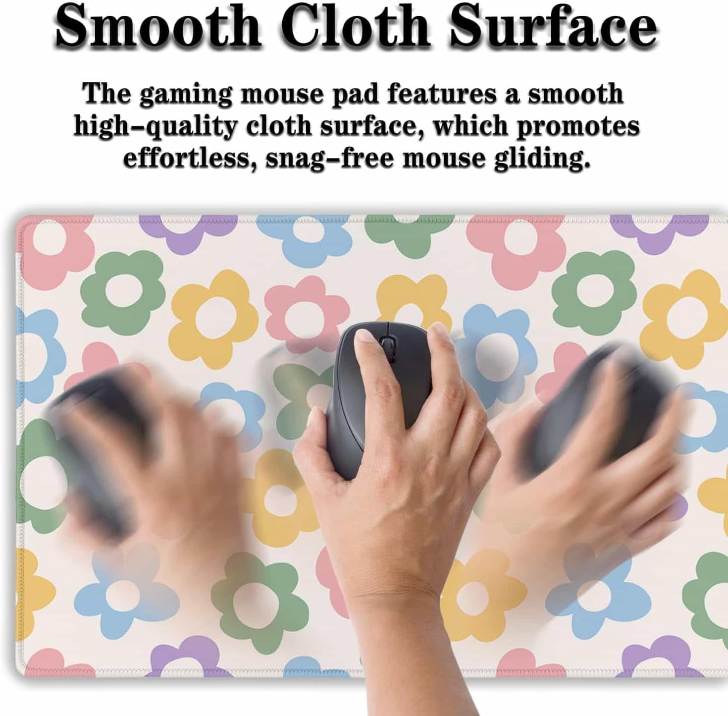 Computer Mat Jumbo Mouse Pad Extra Large Mouse Pads Desk Pad for Woman Gaming Mousepads Modern Desk Pad Non-Slip Rubber Base 35.4" X 15.7" for Game Office, Colorful Groovy Flowers