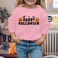 thumbnail image 2 of MIASHUI Halloween Girls Sweatshirt Cozy Letter Design Pumpkin Bat Pattern Festive Autumn Winter Warm Hoodies for Children, 2 of 5
