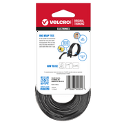 VELCRO Brand ONE-WRAP Ties 8in x 1/2in Ties Gray & Black 50 Ct